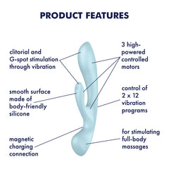 Satisfyer Triple Oh Rabbit + Wand Vibrator - Blue