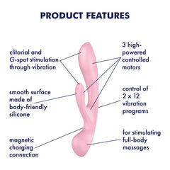 Satisfyer Triple Oh Rabbit + Wand Vibrator - Pink