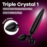 Satisfyer Triple Crystal 1 - Black - Black Glass 3-in-1 Butt Plug
