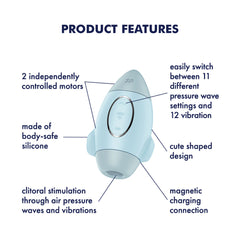 Satisfyer Mission Control Clitoris Stimulator Vibrator - Blue
