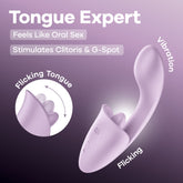 Satisfyer Tongue Expert - Violet 18 cm USB Rechargeable Vibrator with Flicking Clit Stimulator