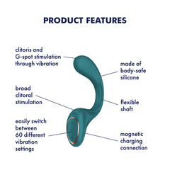 Satisfyer G For Goddess 2 - Bottle Green - Bottle Green 18.8 cm USB Rechargeable Vibrator with Clit Stim