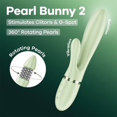 Satisfyer Pearl Bunny 2 - Light Green - Light Green 21.5 cm USB-C Rechargeable Rabbit Vibrator