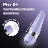 Satisfyer Pro 3+ Purple - Purple USB-Rechargeable Air Pulse Clitoral Stimulator with Vibration
