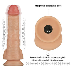 8 Inch Power Basics Vibrating Dong - Flesh 20 cm USB Rechargeable - DONGS - Mr and Mrs D's