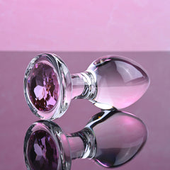 Adam & Eve PINK GEM BUTT GLASS PLUG MEDIUM