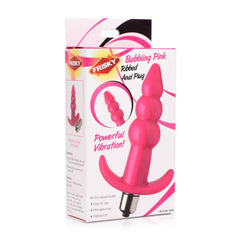Frisky Ribbed Vibrating Butt Plug - Pink 10.9 cm Vibrating Butt Plug