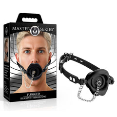 Master Series Plugged - Red Lips Silicone Feeding Mouth Gag