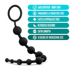 Anal Adventures Platinum 10 Anal Beads - Black