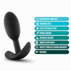 Anal Adventures Platinum Vibra Slim Butt Plug Black 2.5"