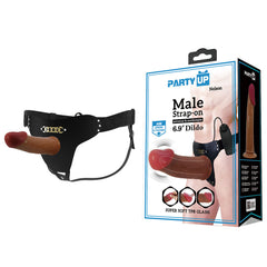 Party Up NELSON Vibrating Strap-On - Brown 17.5 cm Vibrating Hollow Strap-On