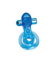 Rechargeable Blue Duo Cock Ring with Clit Tickler