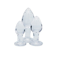 Clarity - Utopian Trinity - Clear Glass Butt Plugs - Set of 3 Sizes