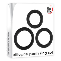 Adam & Eve Silicone Cock Ring Set - Black