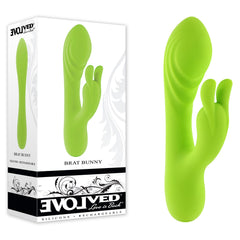 Evolved BRAT BUNNY Rabbit Vibrator - Green 16.2 cm USB Rechargeable