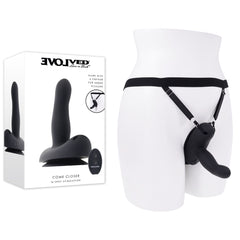 Evolved COME CLOSER - Black USB Rechargeable Vibrating Strap-On with Remote