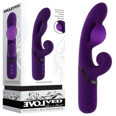 Evolved PLEASURE PUFF Inflatable Rabbit Vibrator - Purple 24.1 cm USB Rechargeable