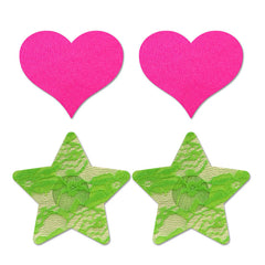 GLOW Fashion Pasties Set - Solid Pink/Green