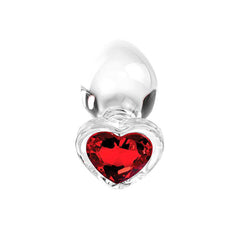 Adam & Eve RED HEART GEM GLASS BUTT PLUG SET - Clear
