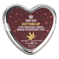 EB Hemp Seed 3 in 1 Massage Heart Candle - Bottom's Up - Bottoms Up (Wild Blueberries, Dewy Meadow-grass, Sweet Wildflowers) - 113 g