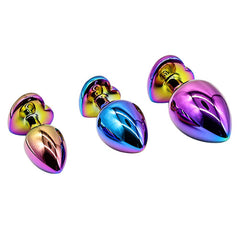 Adam & Eve Rainbow Heart Gem Anal Plug Set – 3 Sizes