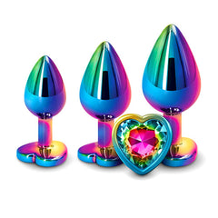 Adam & Eve Rainbow Heart Gem Anal Plug Set – 3 Sizes
