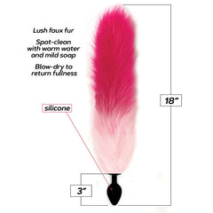 Foxy Fox Tail 18" Silicone Butt Plug Pink Gradient