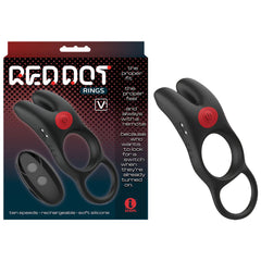 Red Dot Rings - V1 - Black Vibrating Cock Ring with Remote