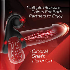 Red Dot Rings - V2 - Black Vibrating Cock & Ball Ring with Remote