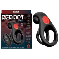 Red Dot Rings - V2 - Black Vibrating Cock & Ball Ring with Remote