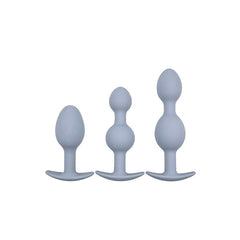 Adam & Eve VIBRA-BALL TRIO - Grey Weighted Anal Training Set of 3 Butt Plugs