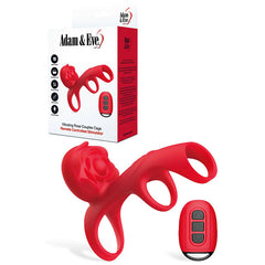 Adam & Eve VIBRATING ROSE COUPLES CAGE - Red USB Rechargeable Vibrating Penis Cage with Wireless Remote
