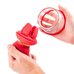 Adam & Eve SQUEEZE-N-PLEASE Pump - Red - Red USB Rechargeable Vaginal Pump with Massaging Tongue and Fingers