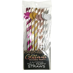 Glitterati Boobie Tall Party Straws 8 Pack