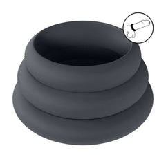 LEVELZ Wide O Silicone Black Cock Ring Set of 3 - S/M/L