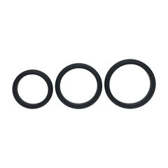 LEVELZ Wide O Silicone Cock Ring Set of 3 - L/XL/2X - Black