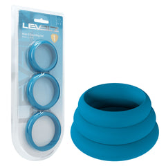 LEVELZ Wide O Silicone Cock Ring Set of 3 - L/XL/2X - Black