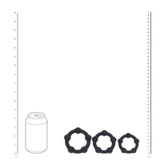 LEVELZ Beaded Silicone Cock Ring Set of 3 - Black