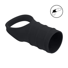 LEVELZ Silicone Cock Ring & Ribbed Sleeve - Black