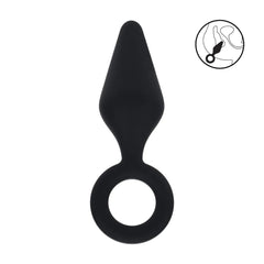 LEVELZ Silicone Anal Plug with Loop - Black Large Butt Plug
