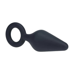 LEVELZ Silicone Anal Plug with Loop - Black Large Butt Plug