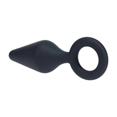 LEVELZ Silicone Anal Plug with Loop - Black Large Butt Plug
