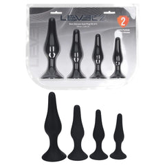 LEVELZ Slim Silicone Anal Plug Kit of 4 - Black