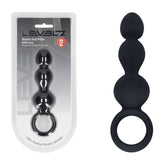 LEVELZ Beaded Silicone Anal Probe with Loop - Black 15.3 cm