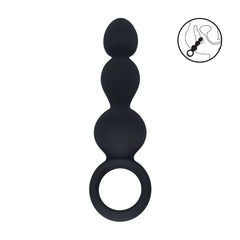 LEVELZ Beaded Silicone Anal Probe with Loop - Black 15.3 cm