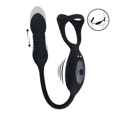 LEVELZ Vibrating & Thrusting TriO Cock Ring with Prostate Stimulator - Black USB Rechargeable
