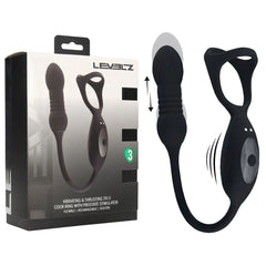LEVELZ Vibrating & Thrusting TriO Cock Ring with Prostate Stimulator - Black USB Rechargeable