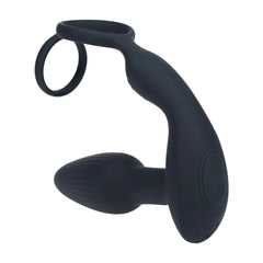 LEVELZ Dual Vibrating Prostate Stimulator with Cock Ring - Black Butt Plug with Cock Ring