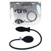 Inflatable anal plug with packaging on a white background