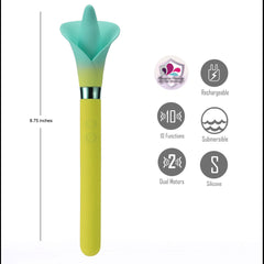 Maia VALA Flower Vibrator - Yellow/Green 22.2 cm USB Rechargeable